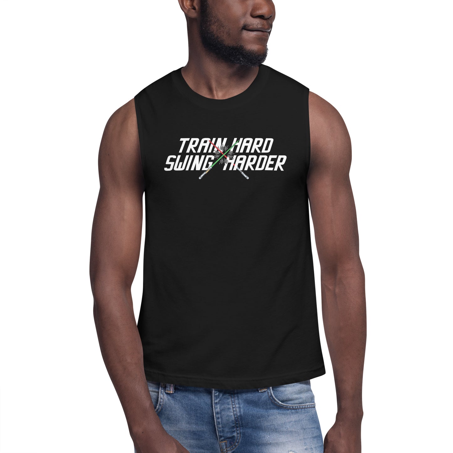Train Hard Swing Harder Muscle Shirt